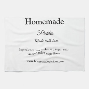 Homemade pickles made with love add text website tea towel