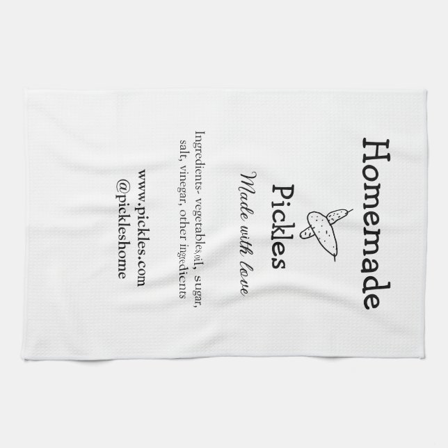 Homemade pickles made with love add text website tea towel (Horizontal)