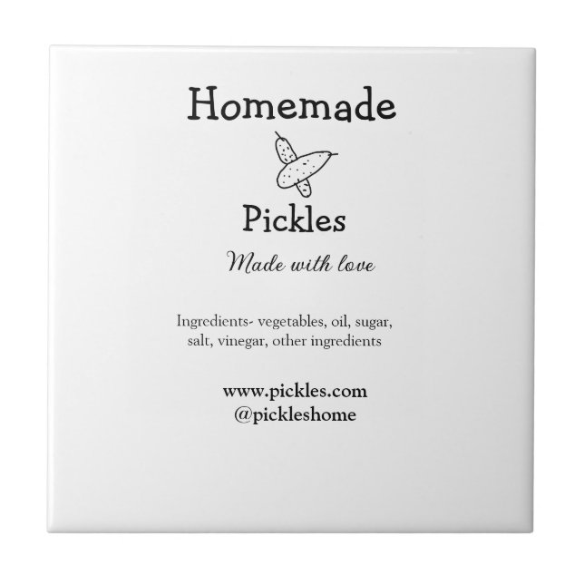 Homemade pickles made with love add text website tile (Front)