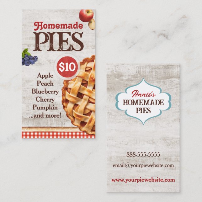 Homemade Pies Bakery Business Card (Front/Back)