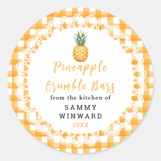 Homemade Pineapple Crumble Bar Label (Front)