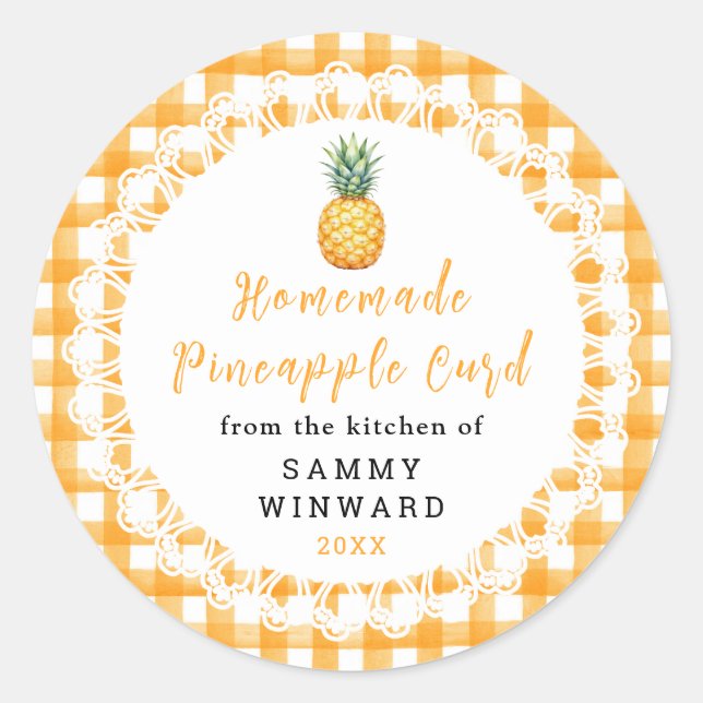 Homemade Pineapple Curd Jar Label (Front)