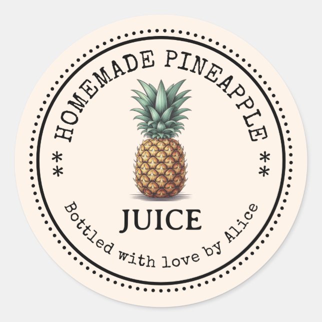 Homemade Pineapple Juice Canning Jar Labels (Front)