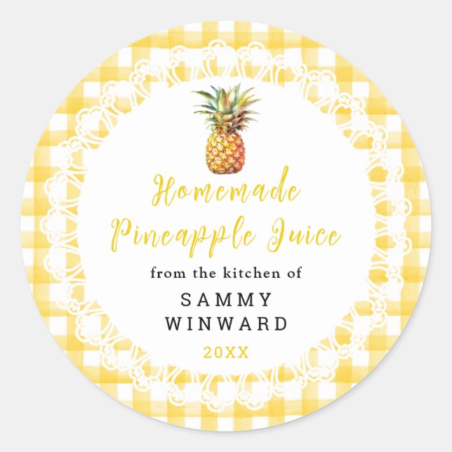 Homemade Pineapple Juice Drink Label (Front)