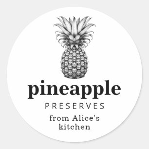Homemade Pineapple preserves in black and white Classic Round Sticker
