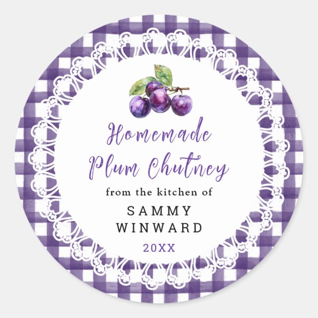 Homemade Plum Chutney Label (Front)
