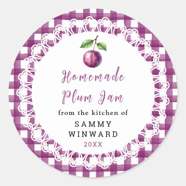 Homemade Plum Jam Jar Label (Front)