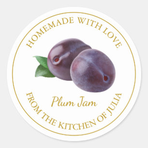 Homemade Plum Jam Label White