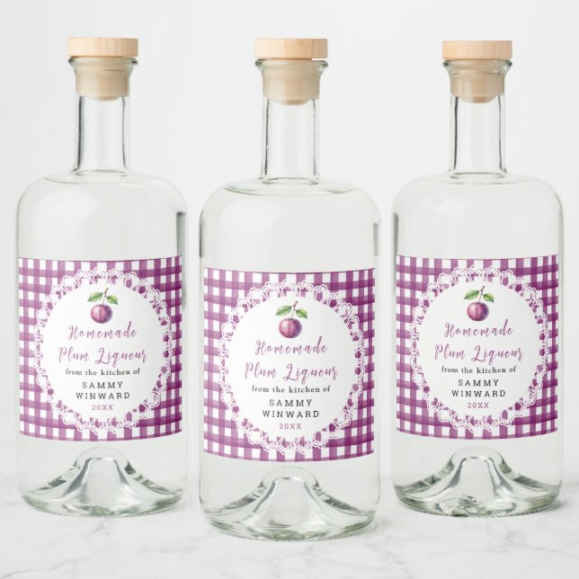 Homemade Plum Liqueur Bottle Label (Bottles)