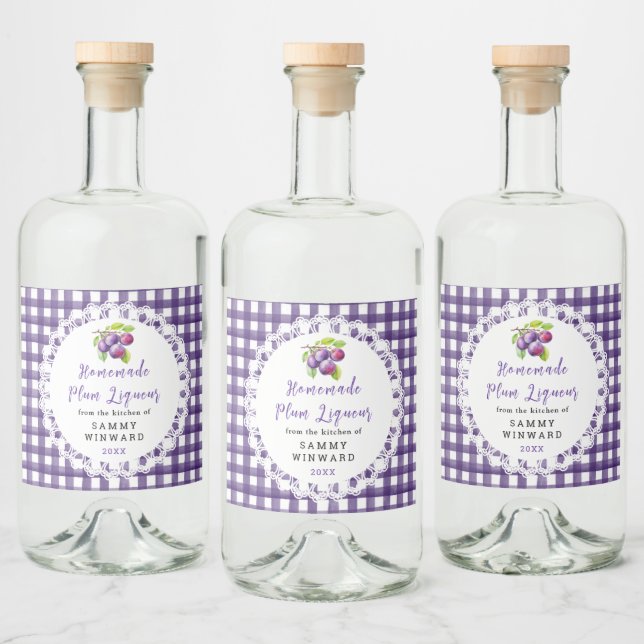 Homemade Plum Liqueur Label (Bottles)