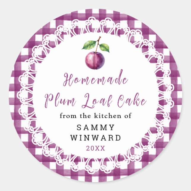 Homemade Plum Loaf Cake Label (Front)