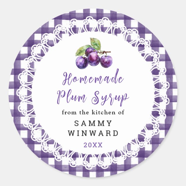 Homemade Plum Syrup Label (Front)