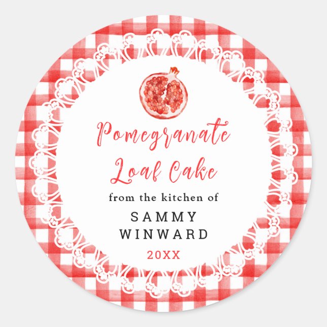 Homemade Pomegranate Loaf Cake Label (Front)