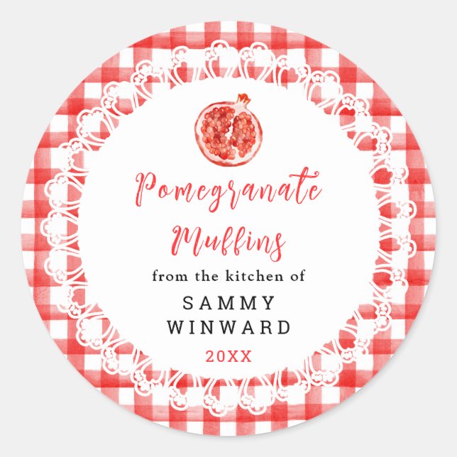 Homemade Pomegranate Muffins Label (Front)
