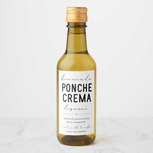 Homemade Ponche Crema Liqueur Bottle Label (Front)