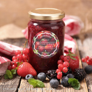 Homemade Preserves Strawberry Jam Kitchen Classic Round Sticker