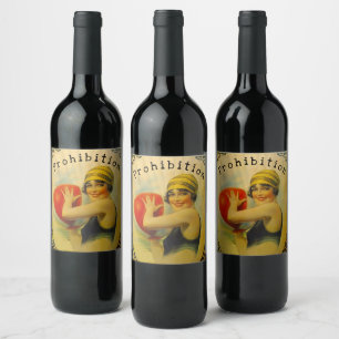 Homemade Prohibition Flapper Era Beach Wine Vino Wine Label