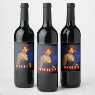 Homemade Prohibition Redhead Flapper Pearls Wine Label