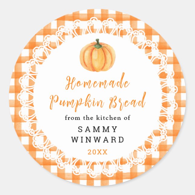 Homemade Pumpkin Bread Label (Front)