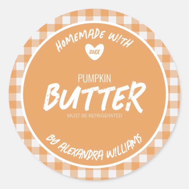 Homemade Pumpkin Butter Classic Round Sticker (Front)
