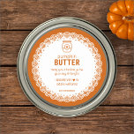 Homemade Pumpkin Butter Classic Round Sticker<br><div class="desc">This sweet doily label design is perfect for your homemade food gifts this holiday season or any time of the year.</div>