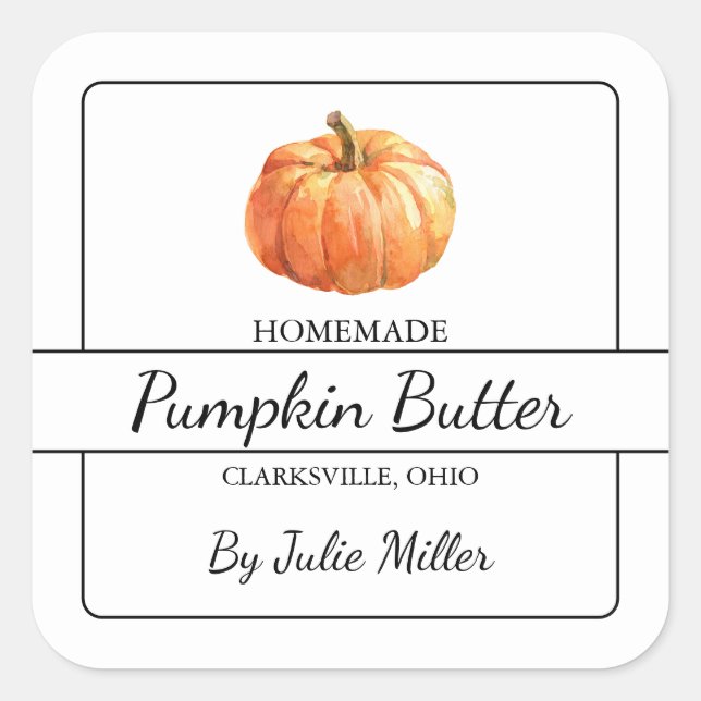 Homemade Pumpkin Butter Square Label (Front)