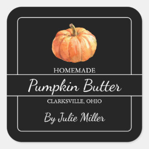 Homemade Pumpkin Butter Square Label Black