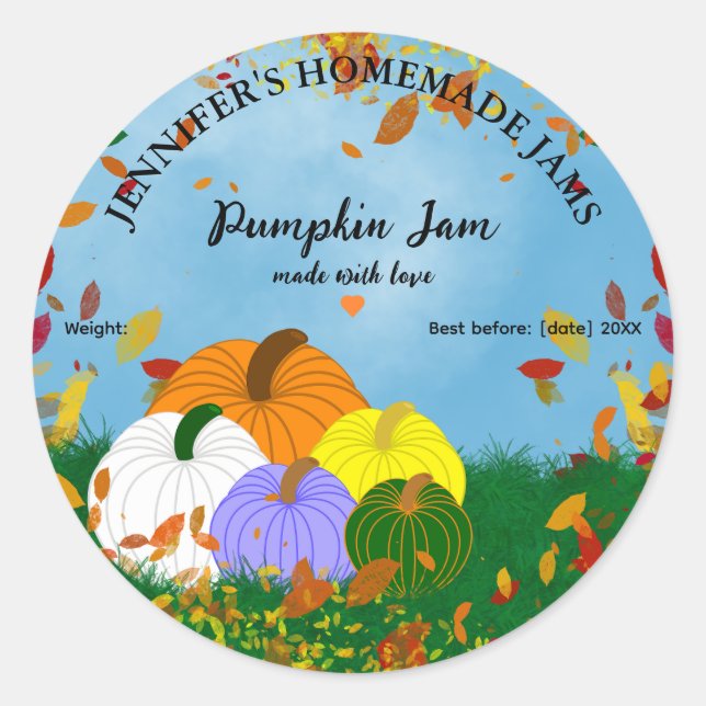 Homemade Pumpkin Jam Jar Label (Front)