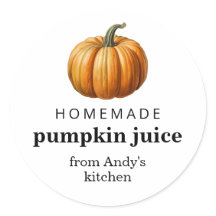 Homemade pumpkin juice canning label