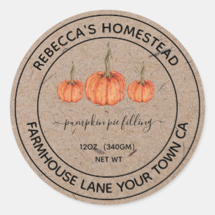 Homemade Pumpkin pie filling canning label