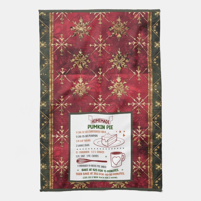 Homemade Pumpkin Pie Recipe Kitchen Towels (Vertical)