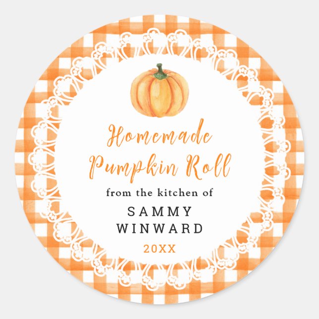 Homemade Pumpkin Roll Label (Front)