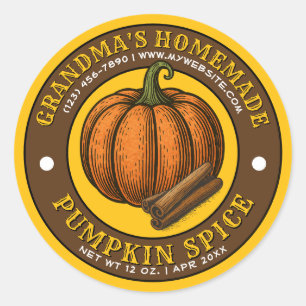 Homemade Pumpkin Spice Template Classic Round Sticker