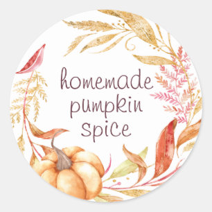 Homemade Pumpkin Spice Watercolor Foliage Label