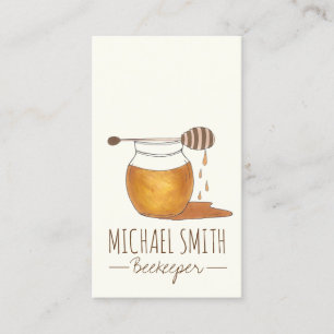 Homemade Pure Organic Honey Jar Beekeeper Apiary Business Card