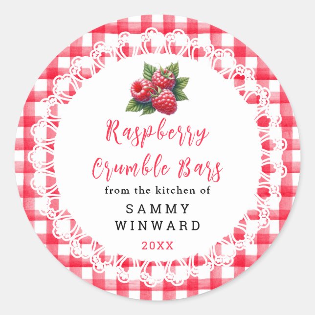 Homemade Raspberry Crumble Bars Label (Front)