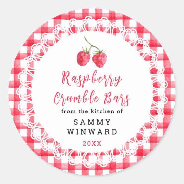 Homemade Raspberry Crumble Bars Label (Front)