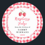 Homemade Raspberry Fudge Label<br><div class="desc">Add a sweet, seasonal touch to your raspberry fudge with this “From the Kitchen Of” label. Featuring watercolor raspberries, a classic red gingham border, and delicate lace trim, it’s perfect for neighbor gifts, teacher gifts, or holiday treats - especially during Christmas and festive occasions. Text can be personalized with your...</div>