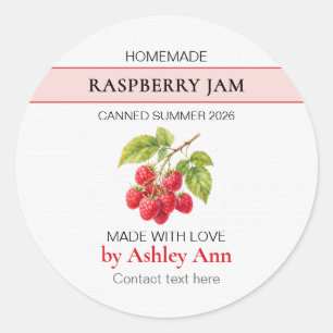 Homemade Raspberry Jam Canning Stickers