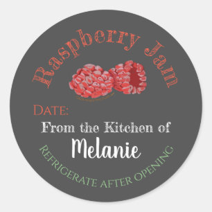 Homemade Raspberry Jam Chalk Art Canning Jar Lid Classic Round Sticker