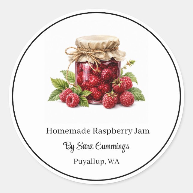 Homemade Raspberry Jam Stickers (Front)