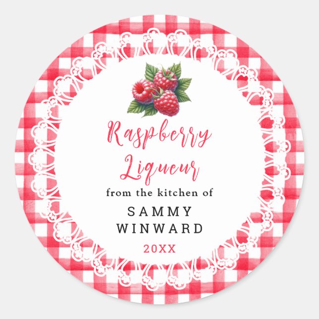 Homemade Raspberry Liqueur Label (Front)