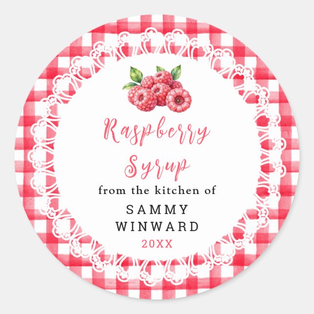 Homemade Raspberry Syrup Bottle Label (Front)
