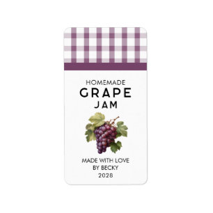 Homemade red grape juice preserve label