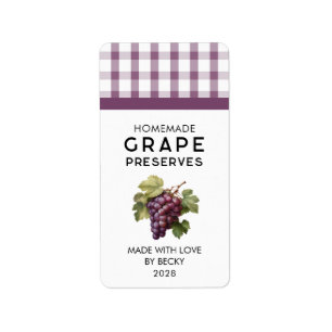 Homemade red grape preserves canning label