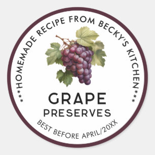 Homemade Red Grapes Preserves Canning Labels