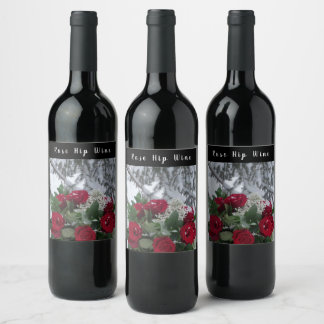 Homemade Rose Hip Vino red winter snow arctic day Wine Label