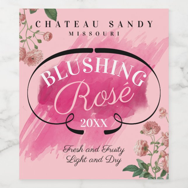 Homemade rose wine roses personalised label (Single Label)