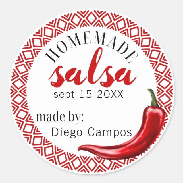 Homemade Salsa Canning Label Tomatos Chilli Pepper (Front)