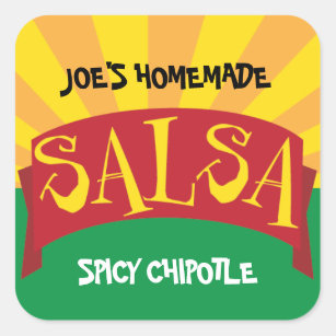 Homemade Salsa canning label with rays